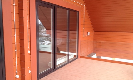 Алюминиевые окна и двери  системы Reynaers CS86-HI. Частный дом - клеёный брус.